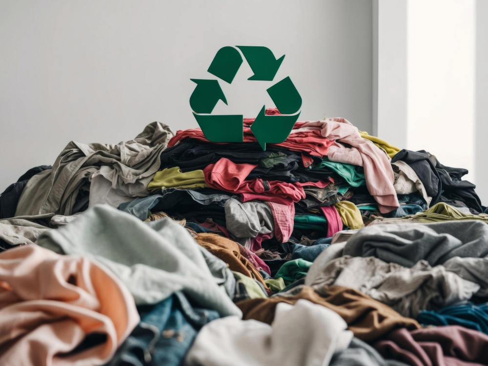 Folded used clothing bundles